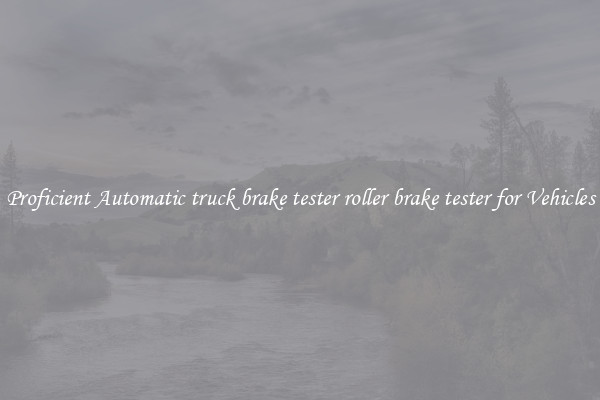 Proficient Automatic truck brake tester roller brake tester for Vehicles